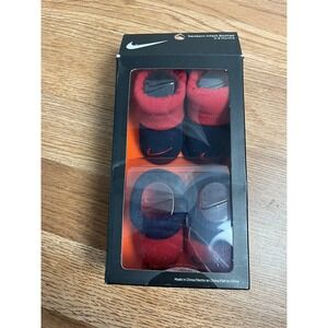 Nike Swoosh Logo Pack of 2 Newborn Infant  Booties 0-6 Months Red Navy NEW